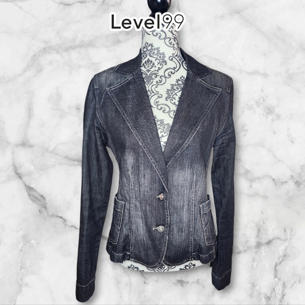 VTG ⭐️ LEVEL 99 Black Denim Blazer - Large